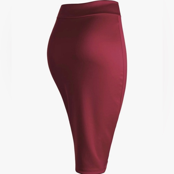 Women's Elastic Waist Stretch Bodycon Midi Knee Length Pencil Skirt for Office - Picture 5 of 6